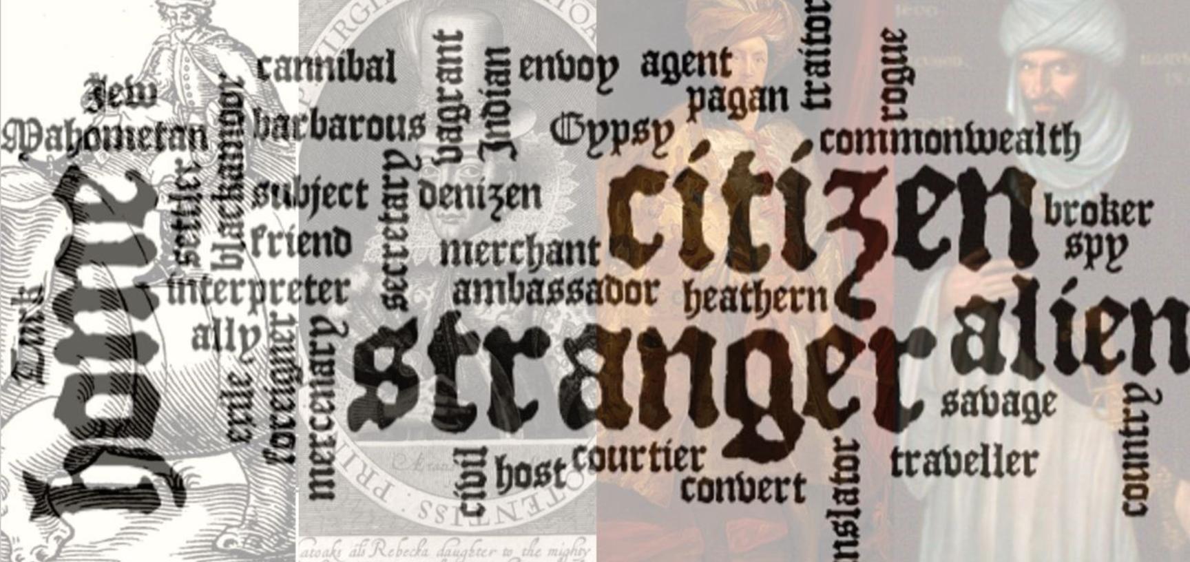 A word cloud illustrating differing concepts of cultural identity in early modern England.