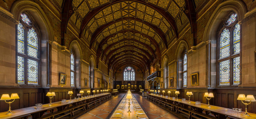 A view inside the Keble college dining hall. Photo by David Iliff, license cc by sa 3.